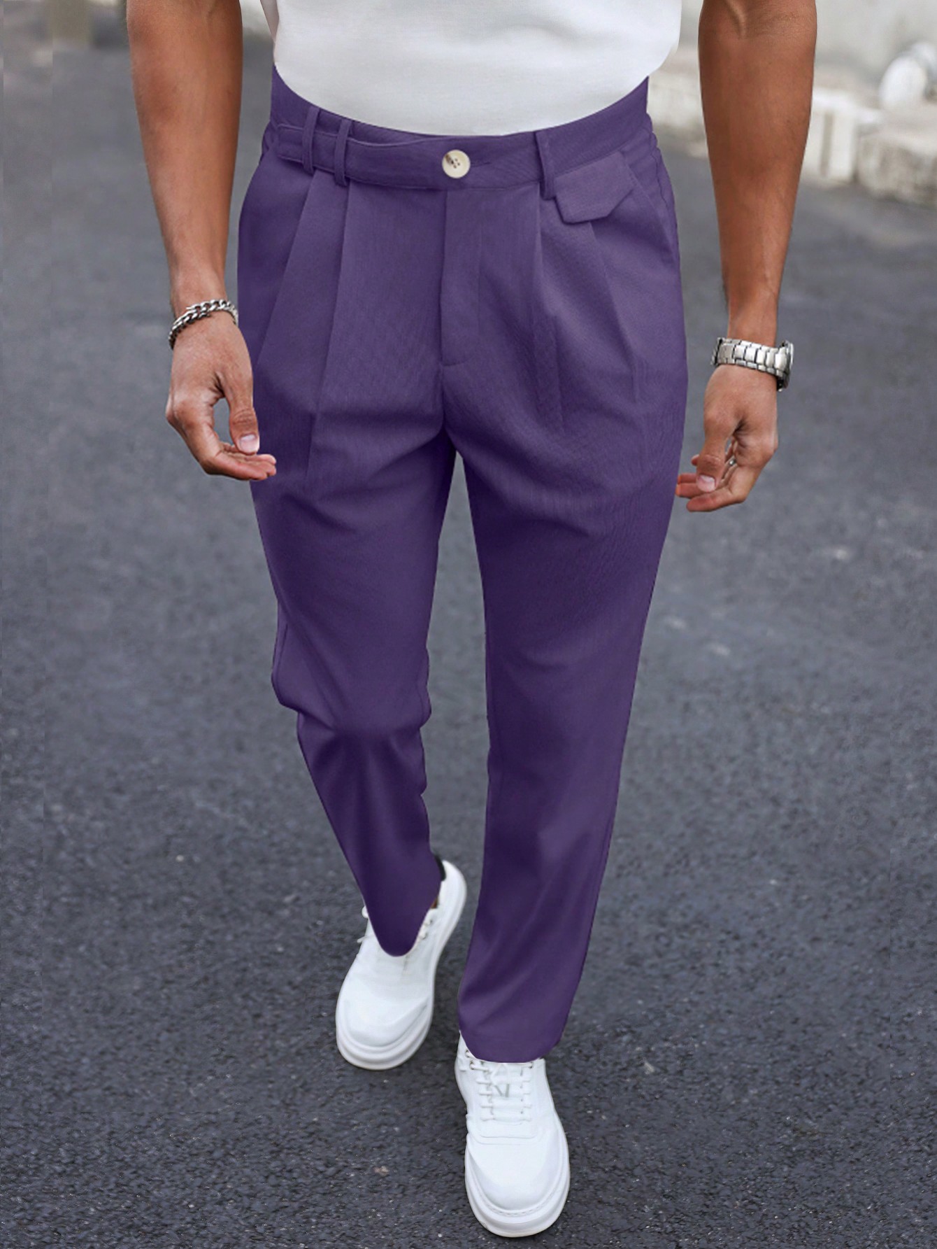 Мужские однотонные классические брюки со складками Manfinity Mode, фиолетовый