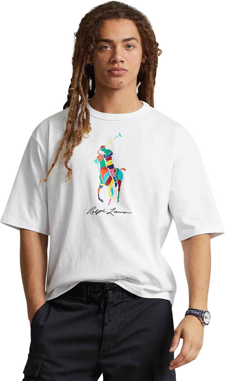 

Рубашка-поло Relaxed Fit Big Pony Jersey Short Sleeve T-Shirt Polo Ralph Lauren, белый