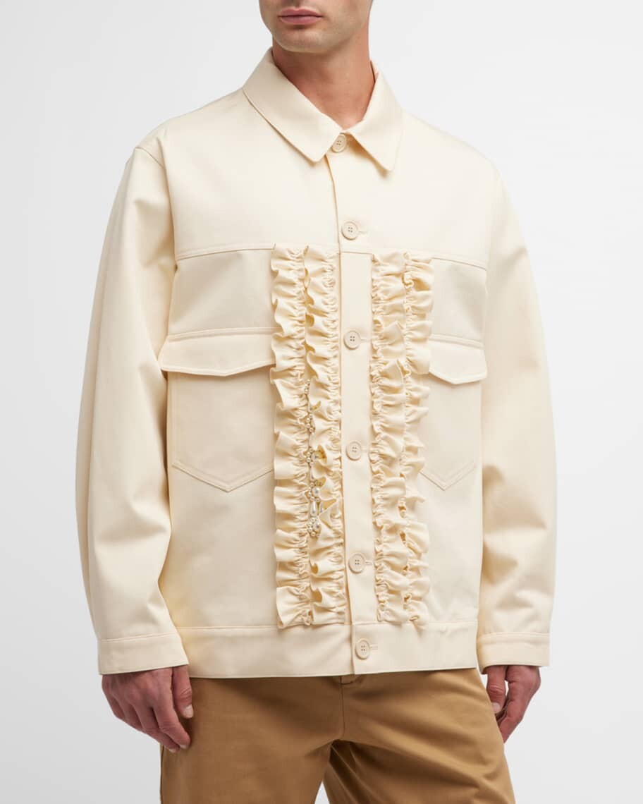 

Мужская куртка в стиле милитари с оборками Simone Rocha, Хаки