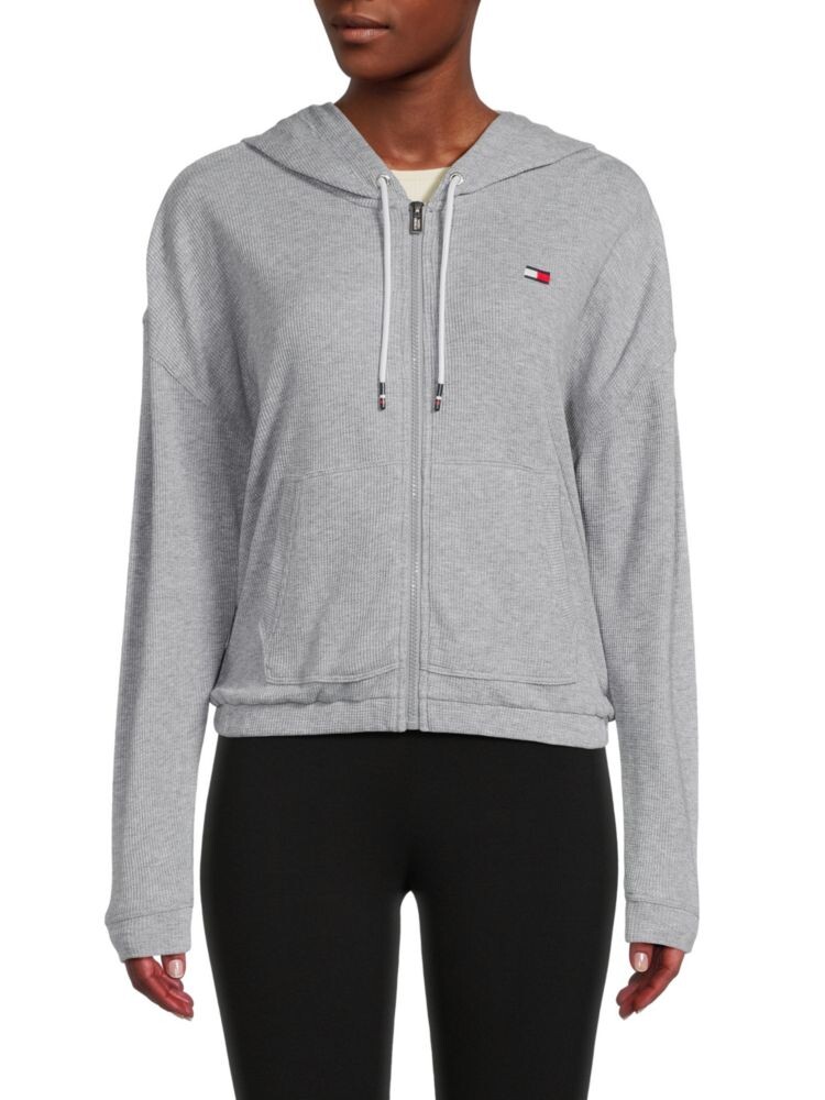 

Толстовка с вафельным узором на молнии спереди Tommy Hilfiger, цвет Pearl Grey