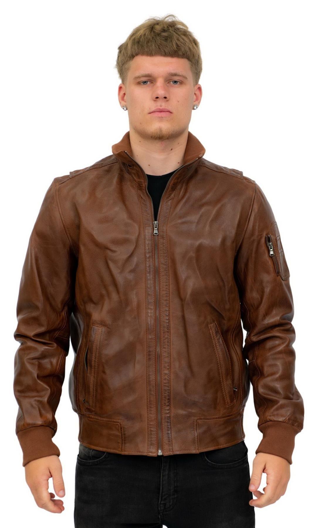 Кожаный университетский бомбер-Адана Infinity Leather, коричневый