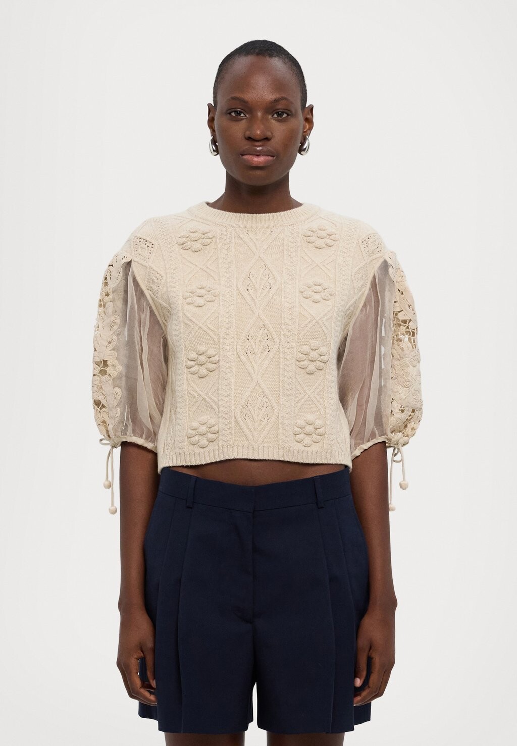 

Свитер BENTE COMBO SWEATER Sea, кремовый