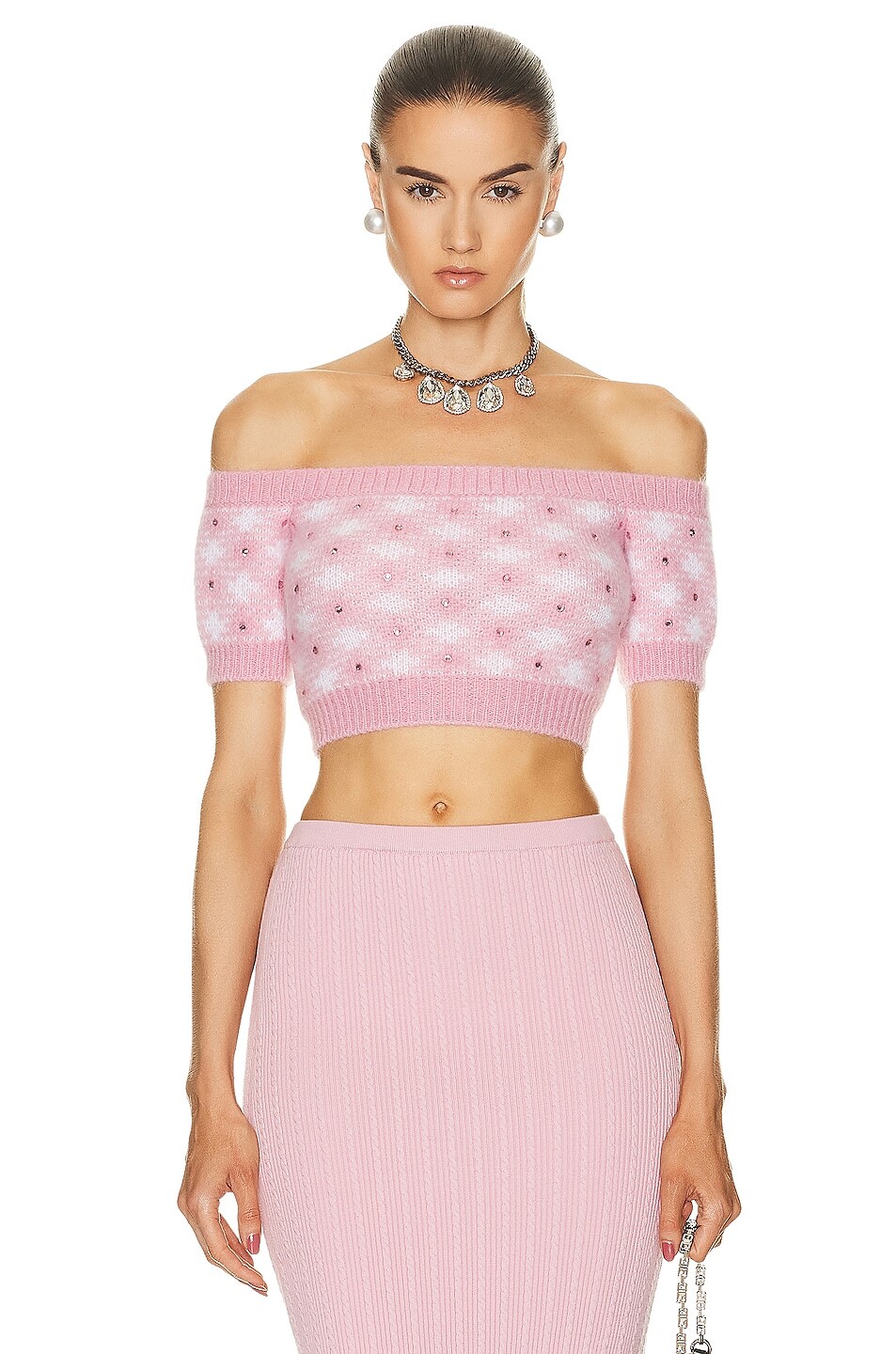 

Свитер Alessandra Rich Off The Shoulder Top, розовый