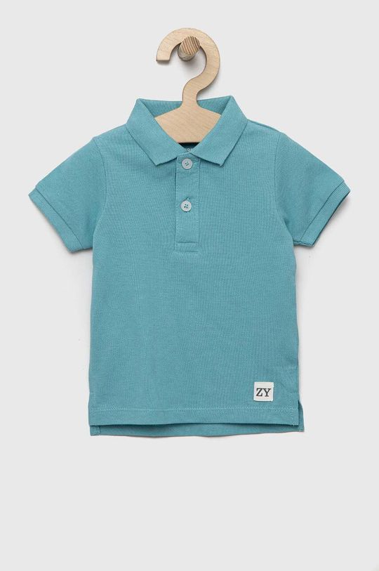 цена Хлопковая рубашка-поло на молнии для малышей Zippy, бирюзовый