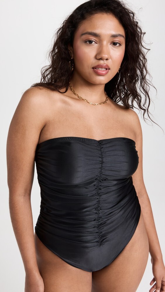 

Купальник Good American Strapless Ruched One Piece, черный