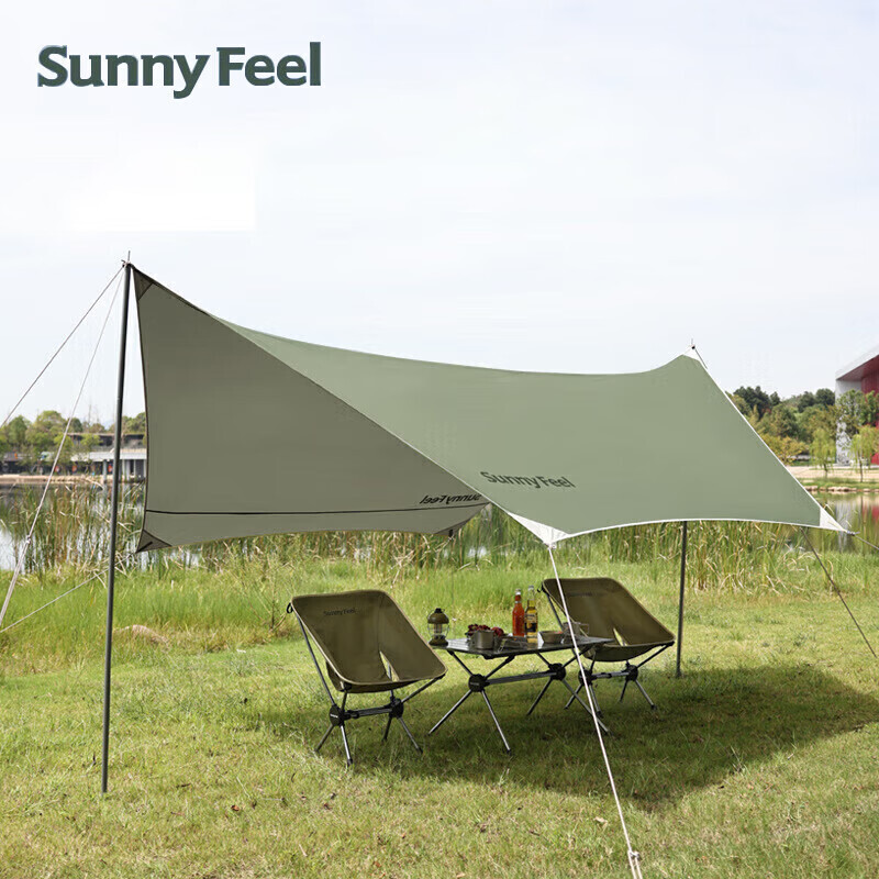 

Портативный навес Sunnyfeel, легкий навес для улицы, кемпинга/широкий шестиугольный навес в стиле милитари, зеленый, 320x385x20