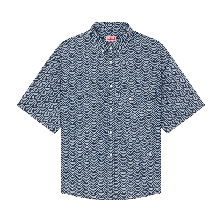 

Рубашка Kenzo Seigaiha Short-Sleeve 'Rinse Blue Denim', синий