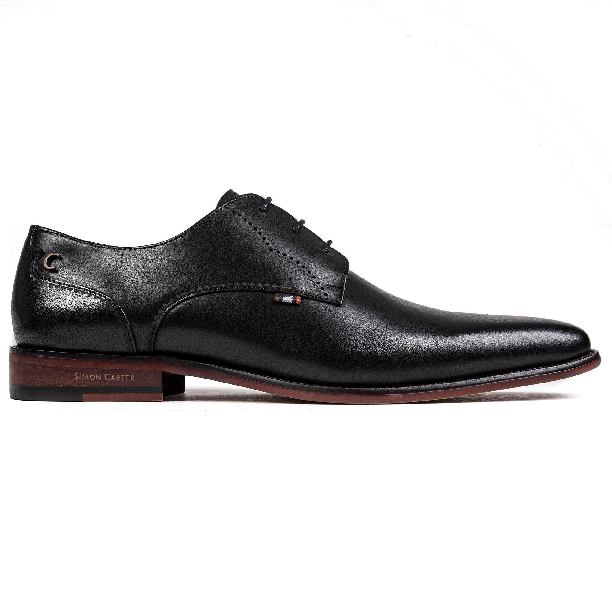Бассет обувь SIMON CARTER, черный мужские кожаные деловые туфли на шнуровке для офиса черный
