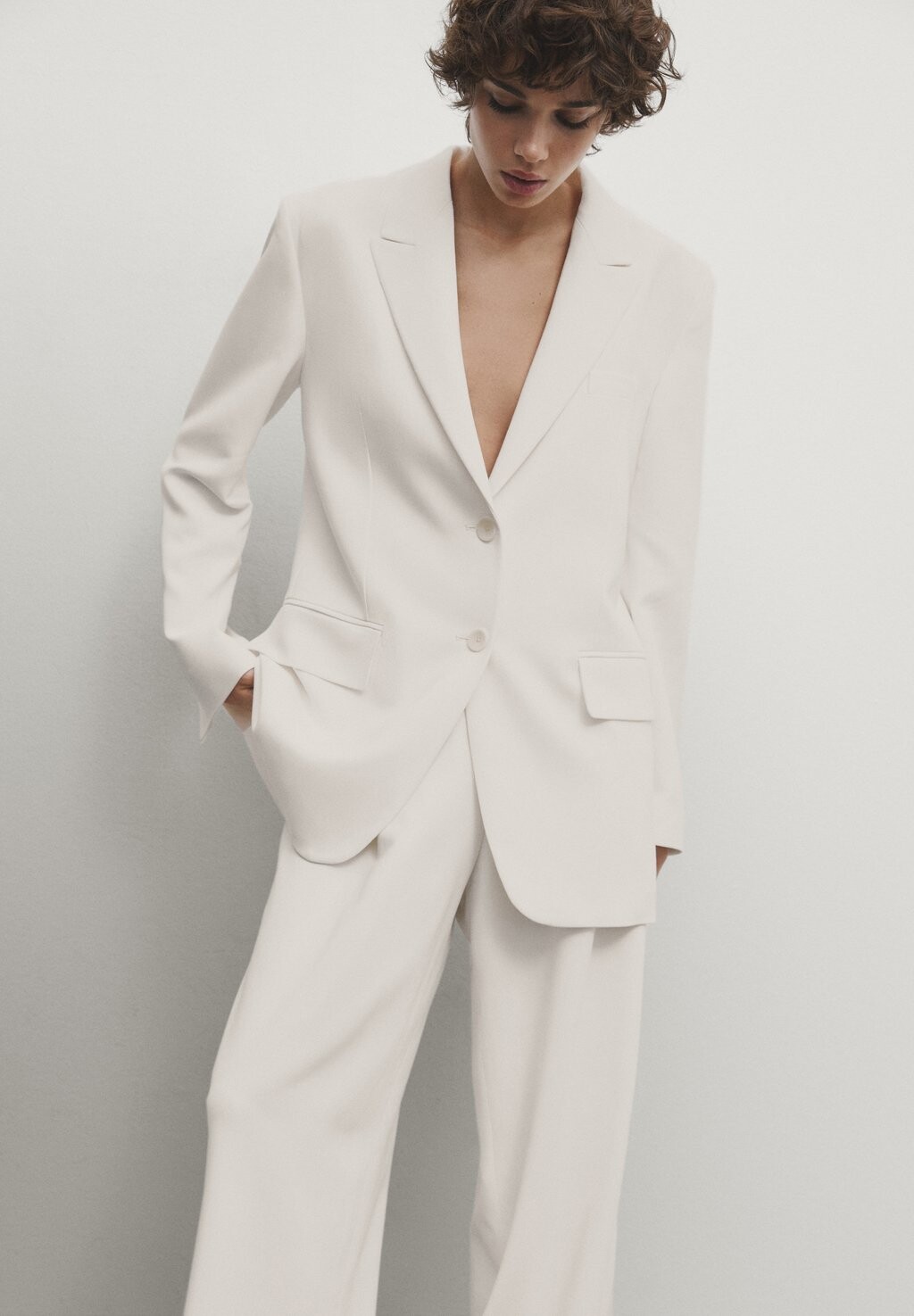 

Короткое пальто Massimo Dutti, белый
