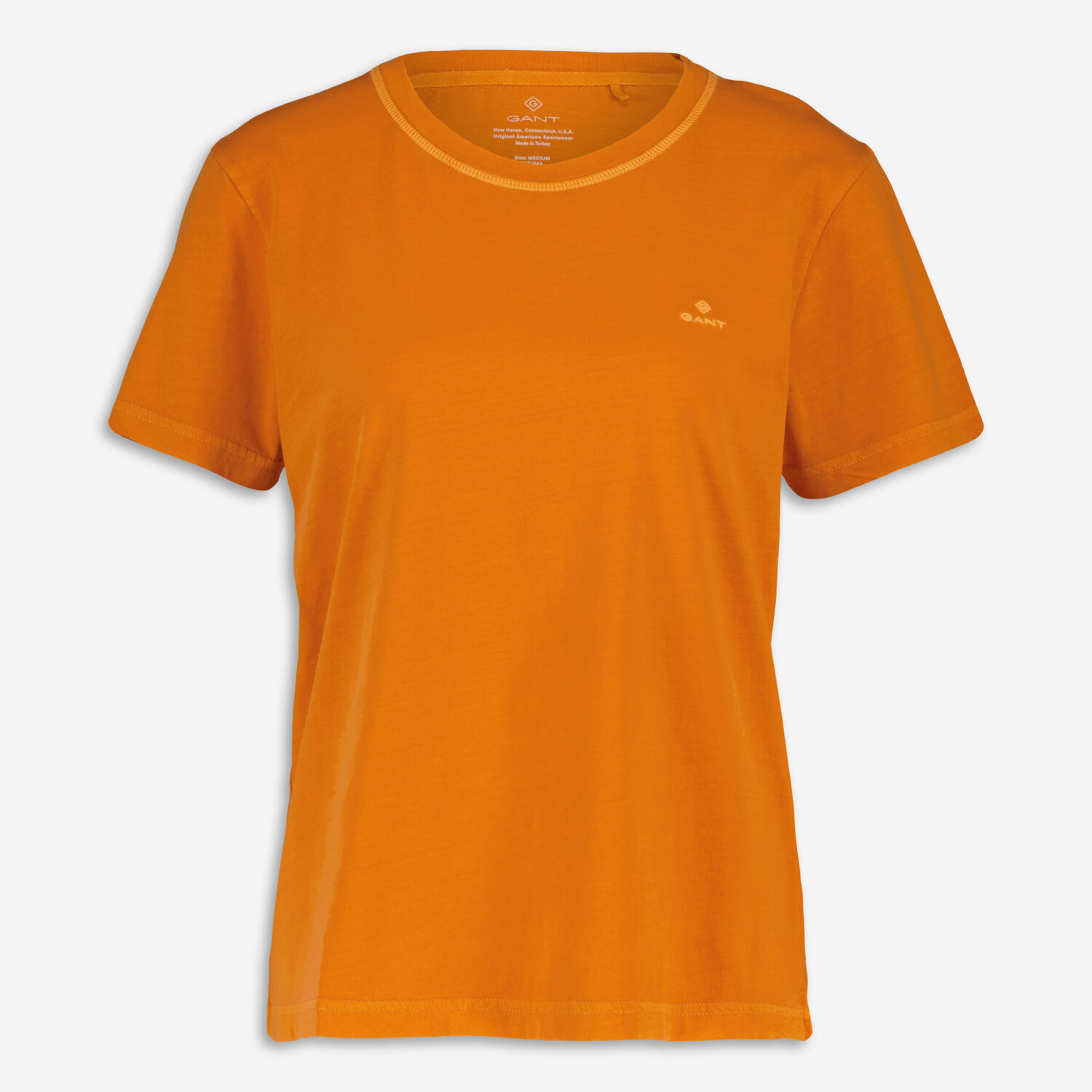 Оранжевая футболка с вышитым логотипом Gant
