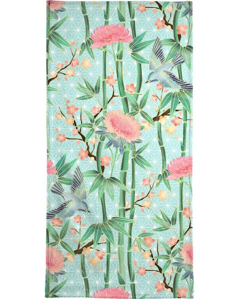 

Полотенце для ванной Juniqe Bamboo Birds and Blossom Mint, цвет Grün & Rosa