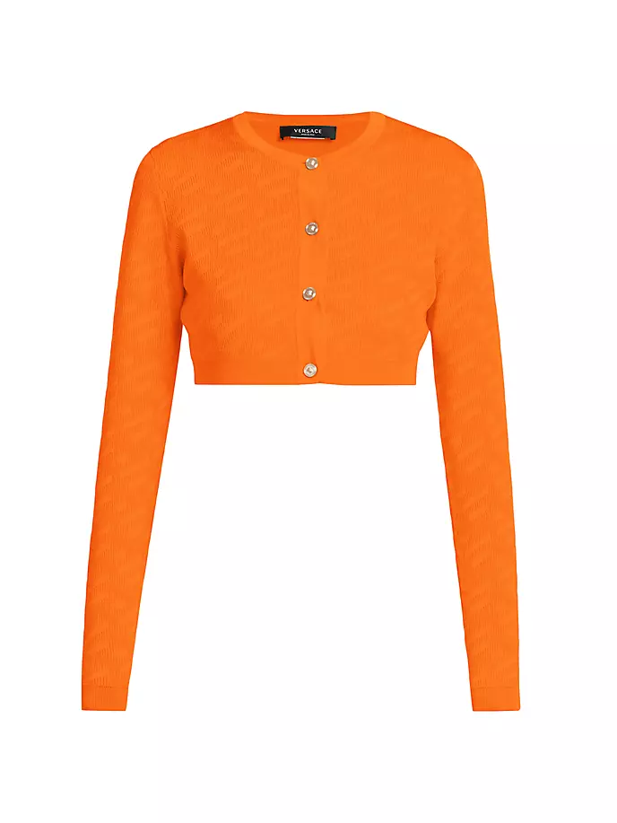 

Укороченный вязаный кардиган Greca Signature Versace, цвет acid marigold