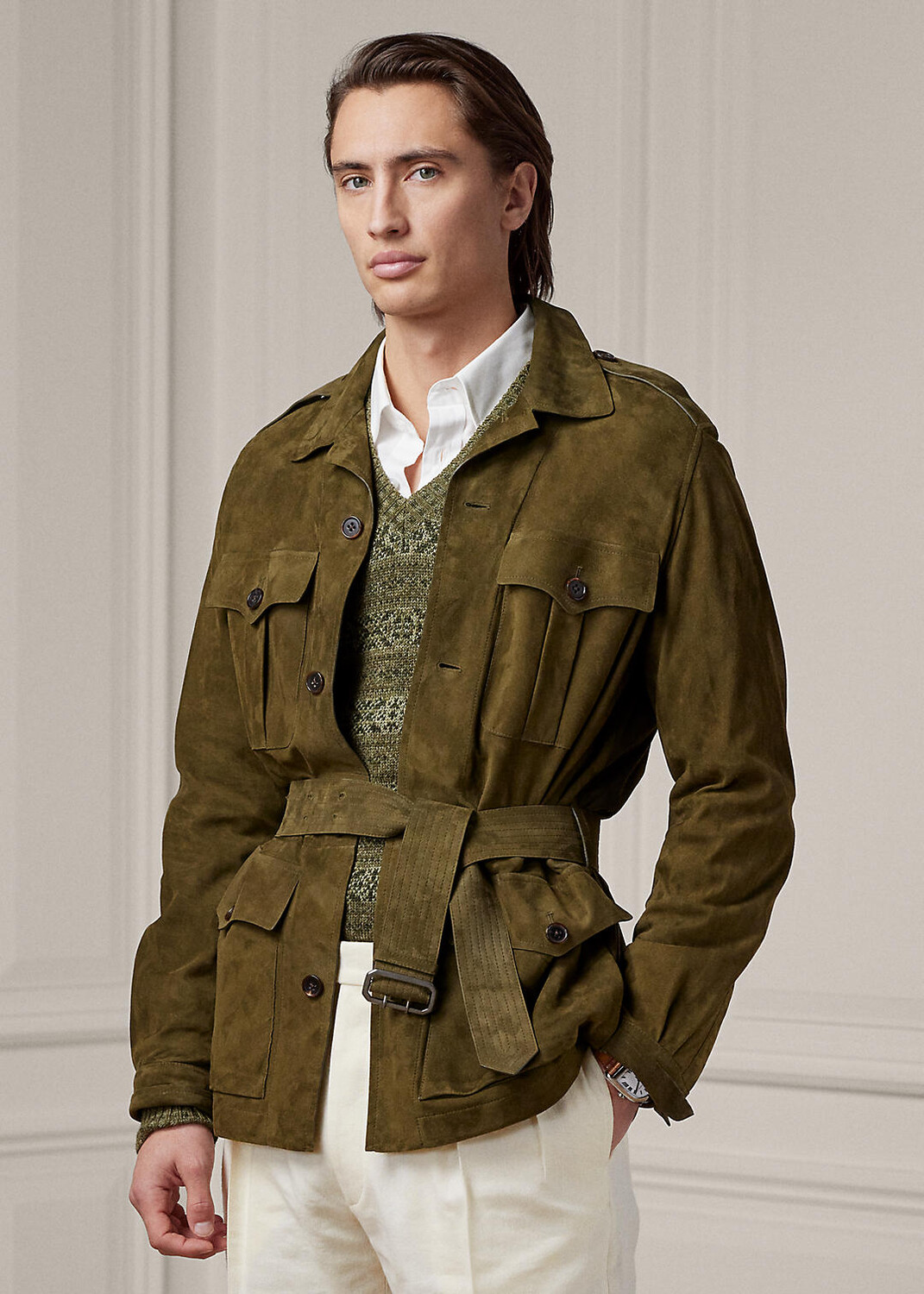 

Замшевая куртка с поясом Ralph Lauren