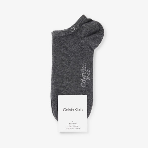 

Комплект из двух носков из смесового хлопка с фирменной отделкой в рубчик Calvin Klein, серый
