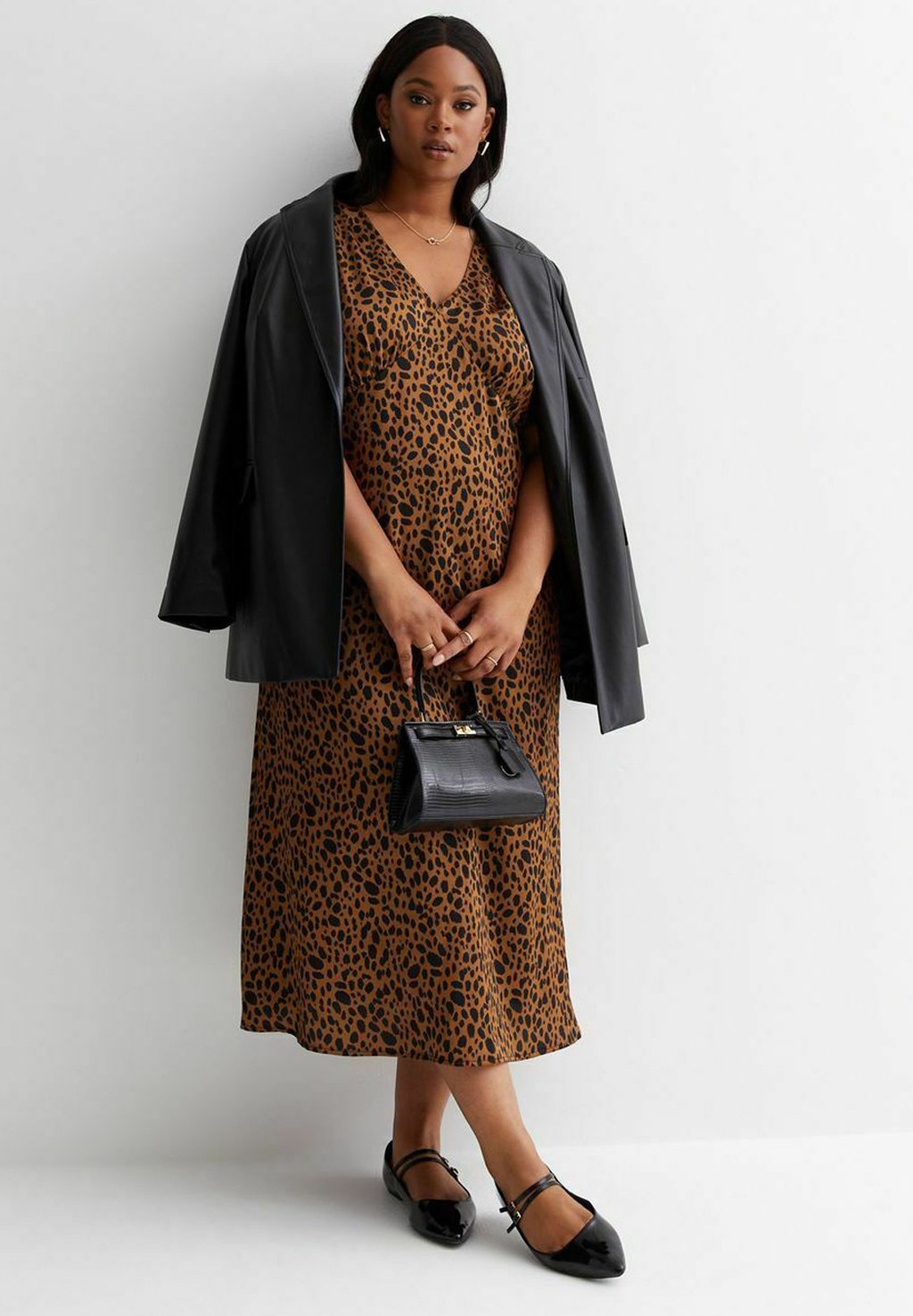 Летнее платье Curves Leopard Print New Look, цвет brown pattern