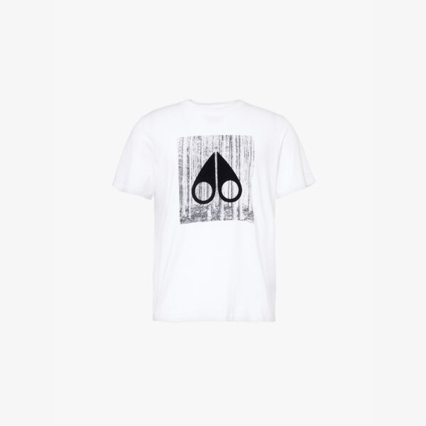 

Футболка Igneous velvet-brand-print, классического кроя из хлопкового джерси Moose Knuckles, белый