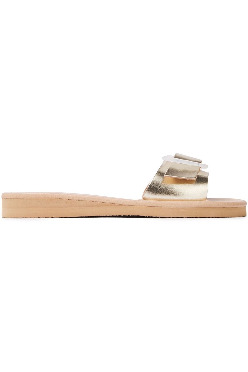 

Шлепанцы Aglaia из металлизированной кожи с пряжками ANCIENT GREEK SANDALS, платиновый