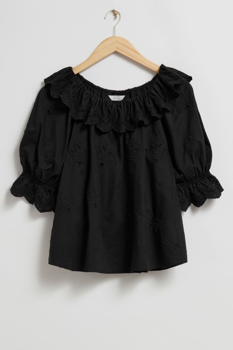

Вышитая блузка и другие истории H&M, черный