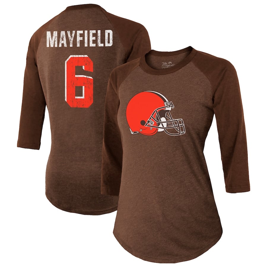 

Футболка с именем и номером Majestic Threads Cleveland Browns, коричневый