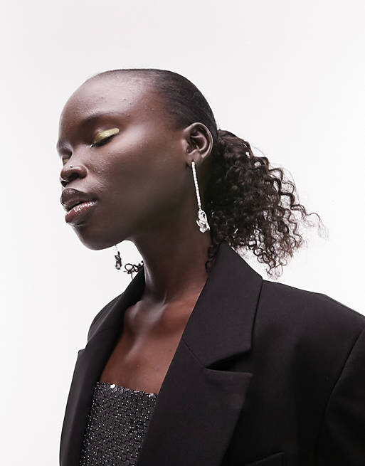

Черный блейзер с поясом Topshop Tailored Petite