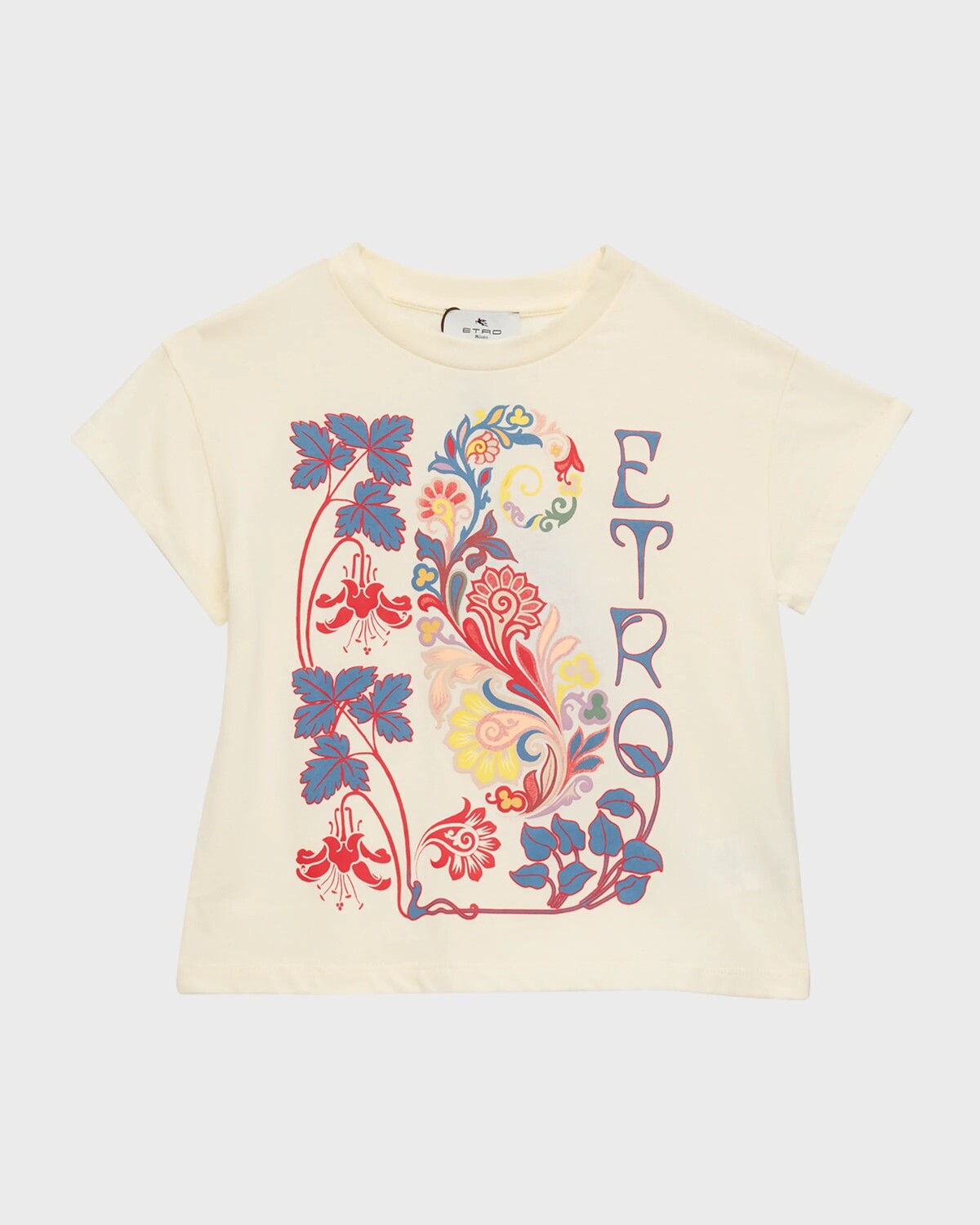 

Футболка для девочек с логотипом и принтом пейсли Etro, цвет White