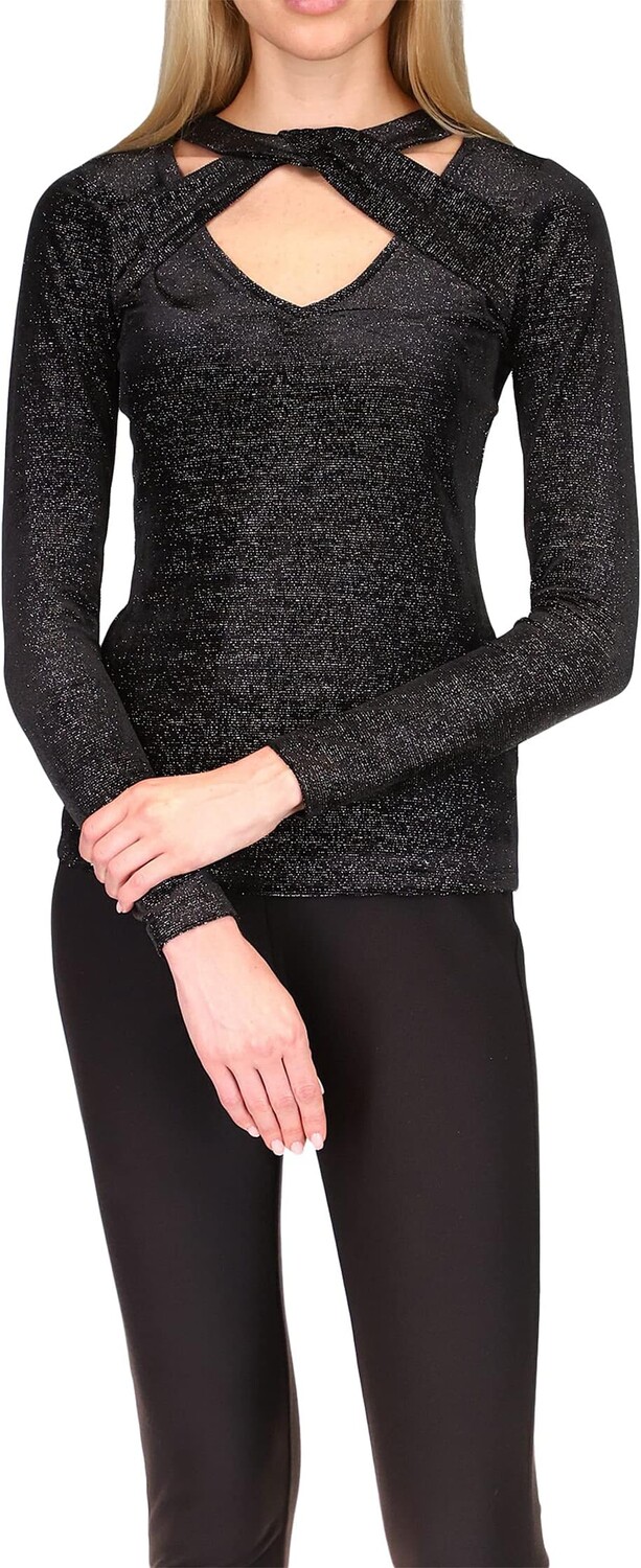 

Бархатный топ с вырезом MICHAEL Michael Kors, цвет Black/Silver