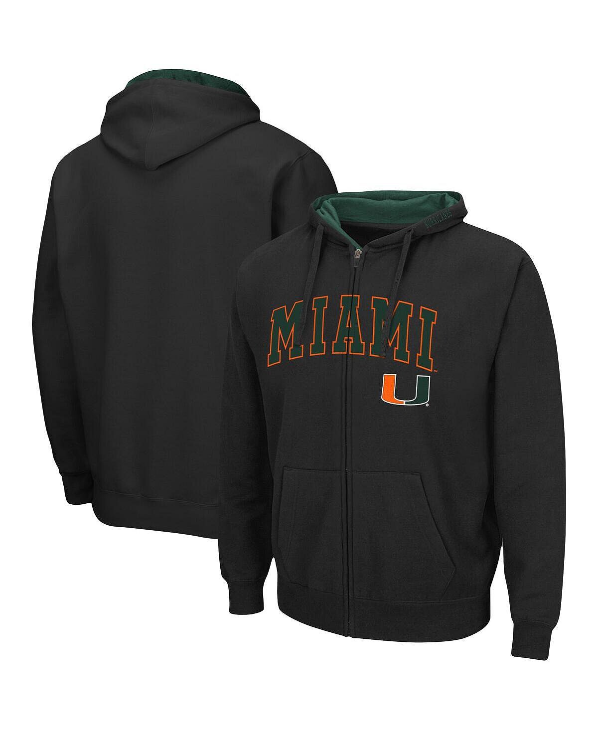 

Мужская черная толстовка с молнией во всю длину Miami Hurricanes Arch и логотипом 3.0 Colosseum