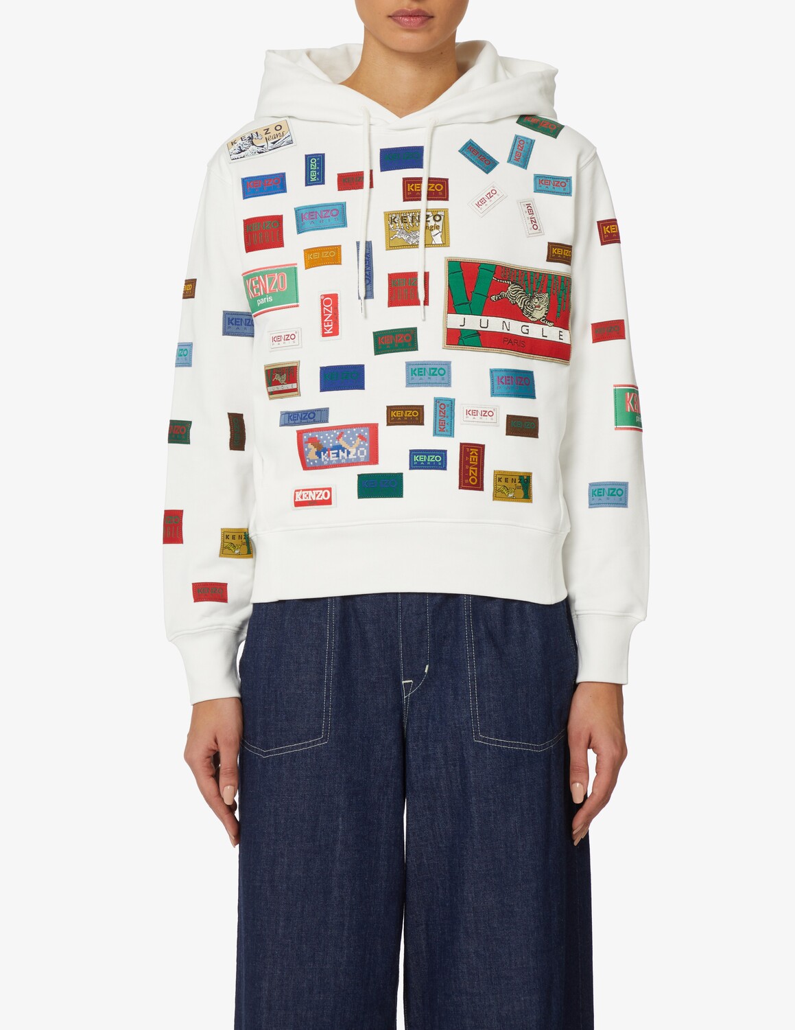 

Хлопковая толстовка с капюшоном Kenzo, белый