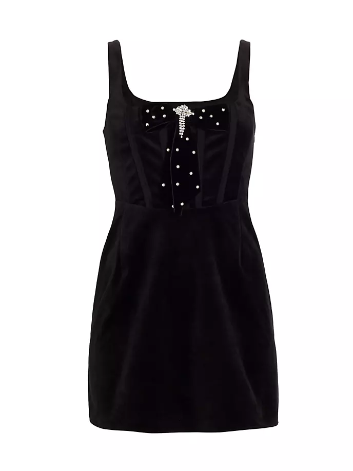 

Бархатное мини-платье с корсетом Collins Loveshackfancy, черный