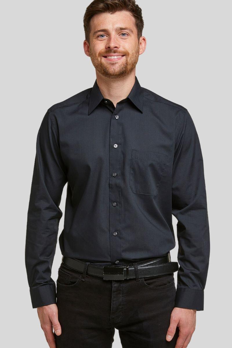 Черная классическая рубашка с длинным рукавом, не требующая особого ухода Double TWO, черный