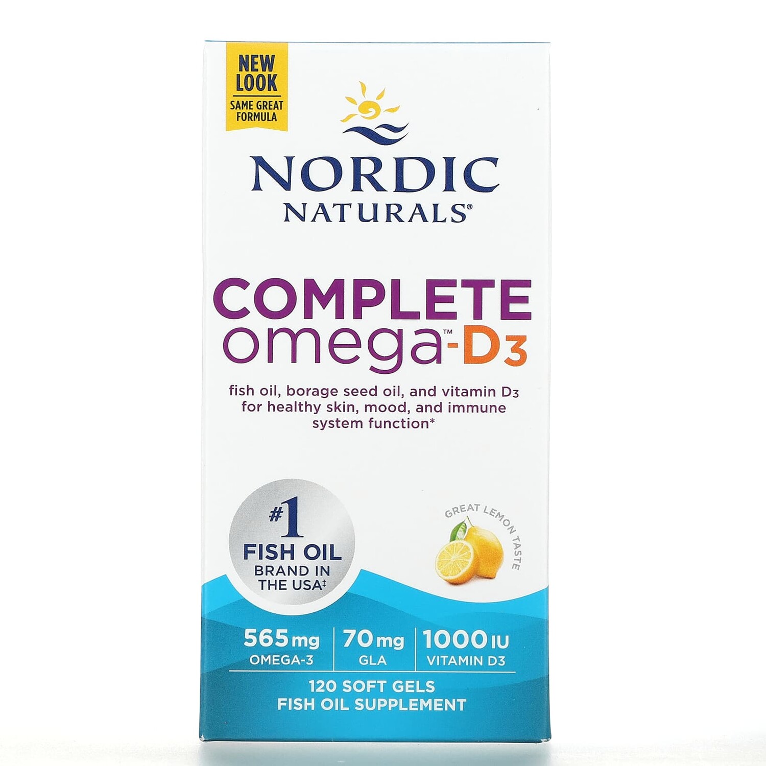 

Complete Omega-D3, со вкусом лимона, 565 мг, 120 капсул, Nordic Naturals