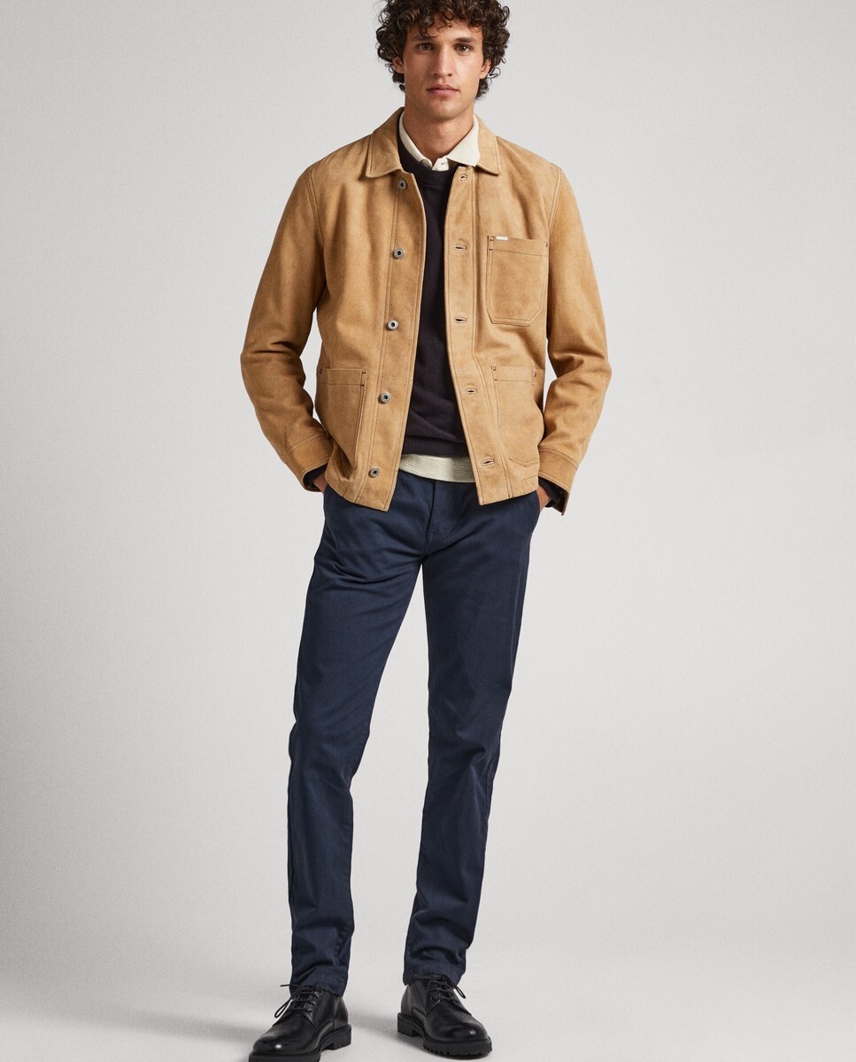 

Узкие мужские брюки чинос темно-синего цвета Pepe Jeans, темно-синий