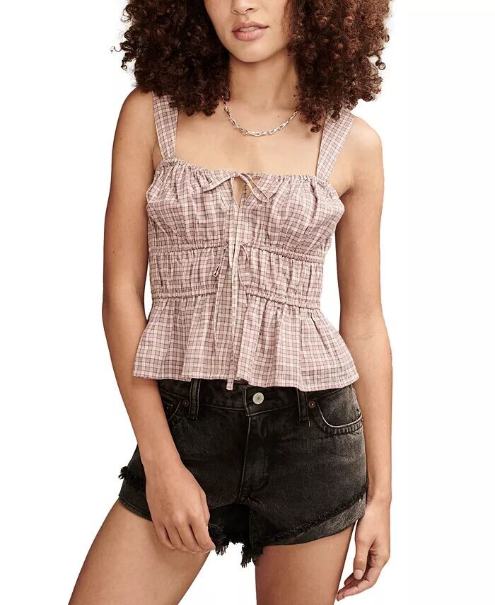 

Женский хлопковый топ без рукавов с завязками Lucky Brand, розовый
