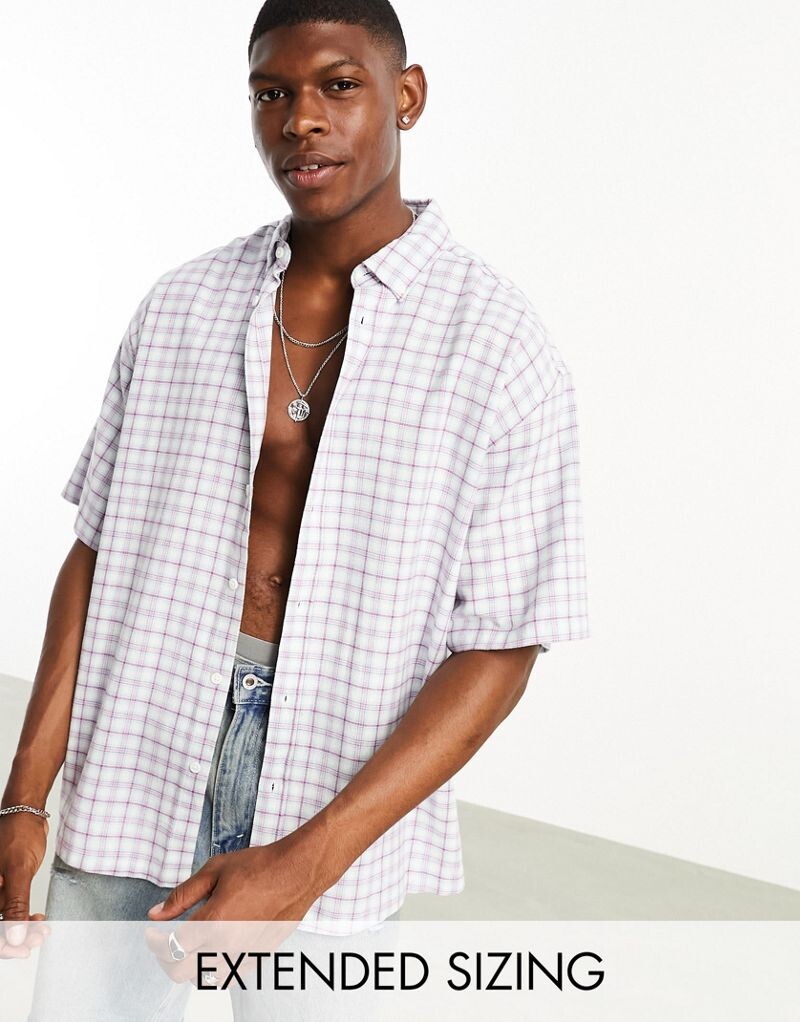 

Фиолетовая рубашка оверсайз в клетку ASOS DESIGN
