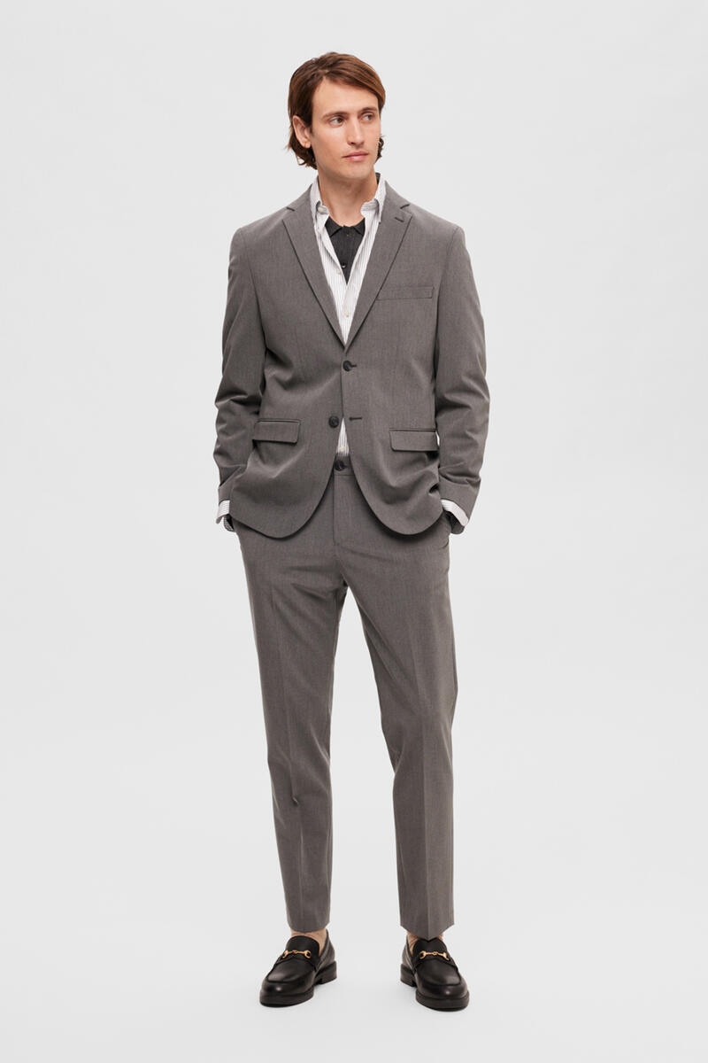 Пиджак приталенного кроя с карманами Selected, серый