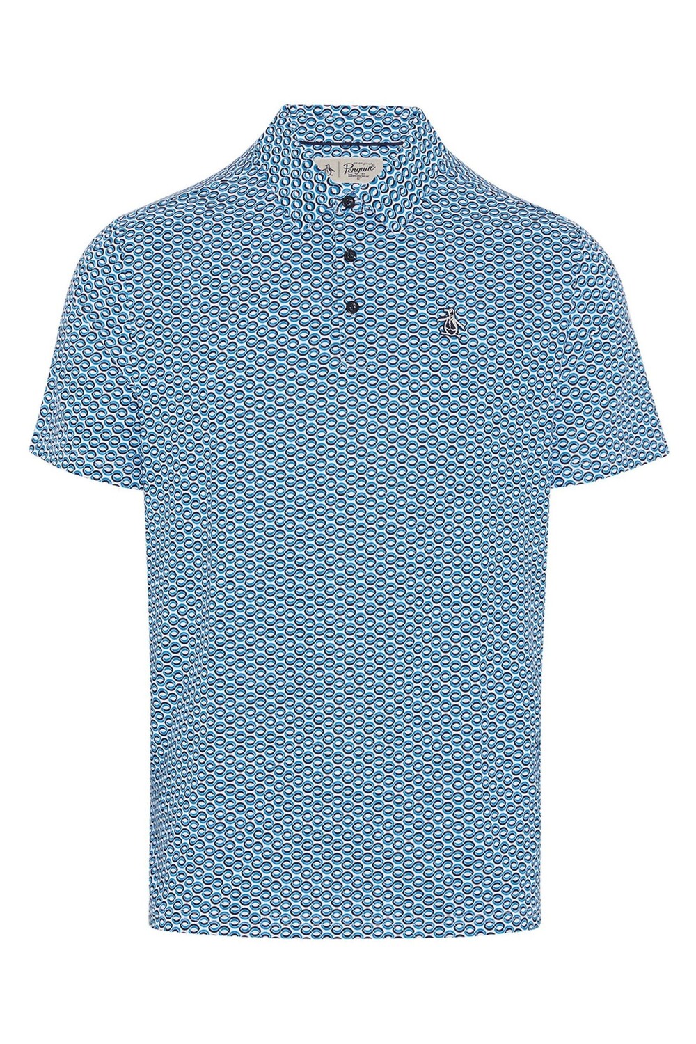 

Синяя мужская рубашка-поло Heritage с микрогеометрическим узором Original Penguin Golf, синий