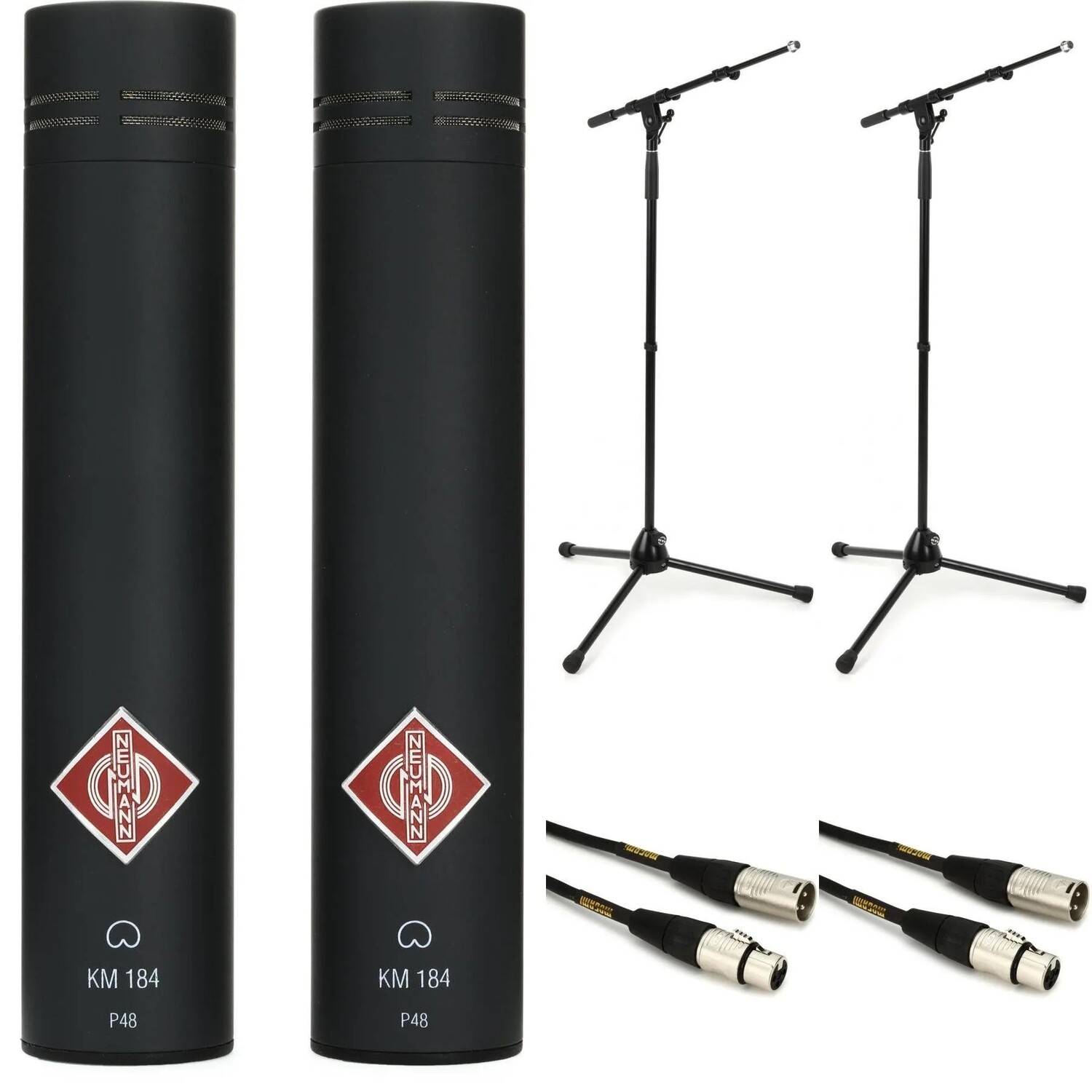 

Neumann KM 184 Stereo Set Кардиоидные микрофоны с малой диафрагмой, кабелями и подставками - матовый черный