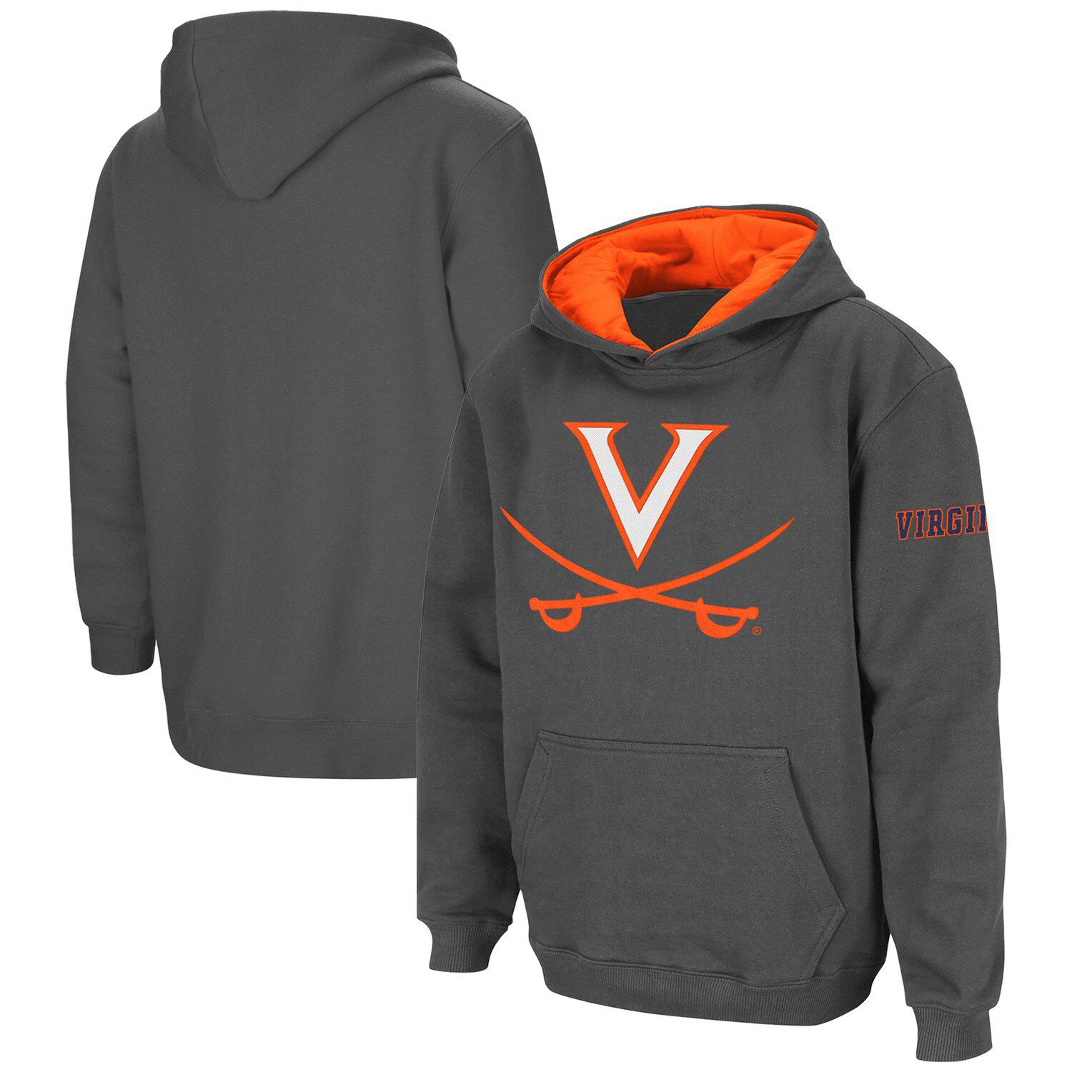 Темно-серый пуловер с капюшоном Virginia Cavaliers с большим логотипом Unbranded