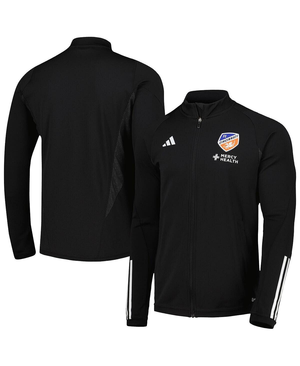 

Мужская черная тренировочная футболка с молнией во всю длину FC Cincinnati 2023 AEROREADY adidas