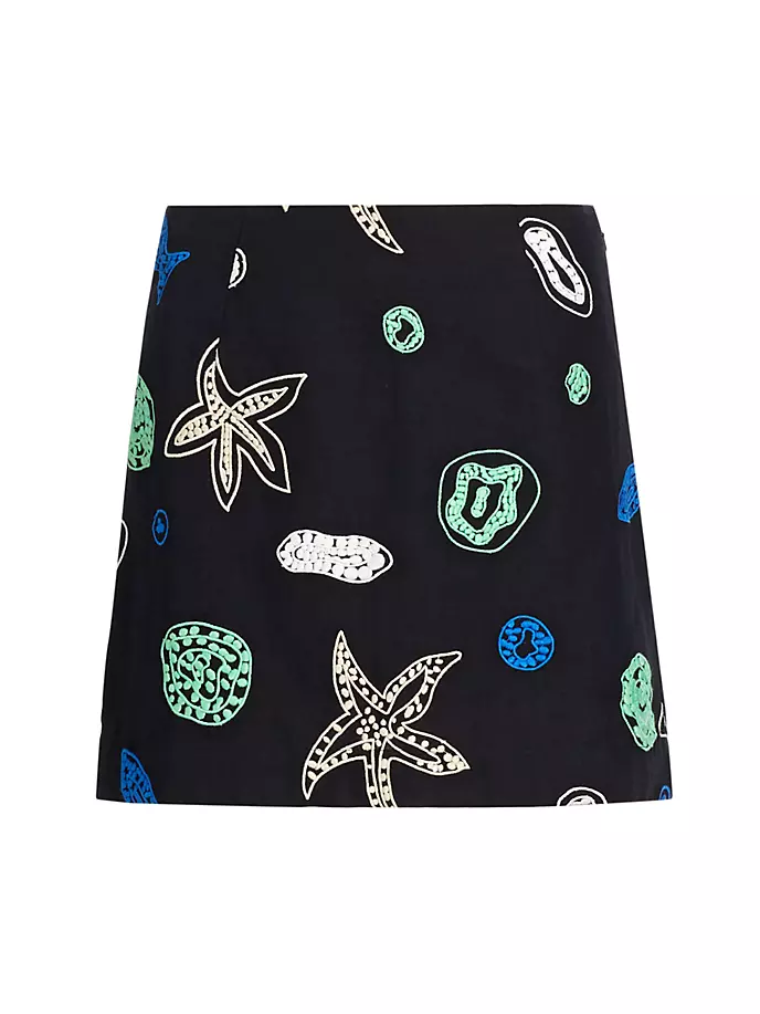 цена Льняная мини-юбка Ronan с вышивкой Rhode, цвет oceana embroidery