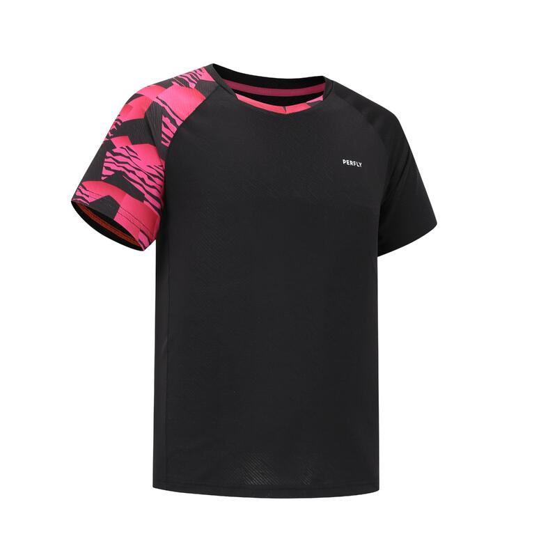 Мужская футболка для бадминтона — 560 Lite черная/неоново-пурпурный PERFLY, цвет schwarz