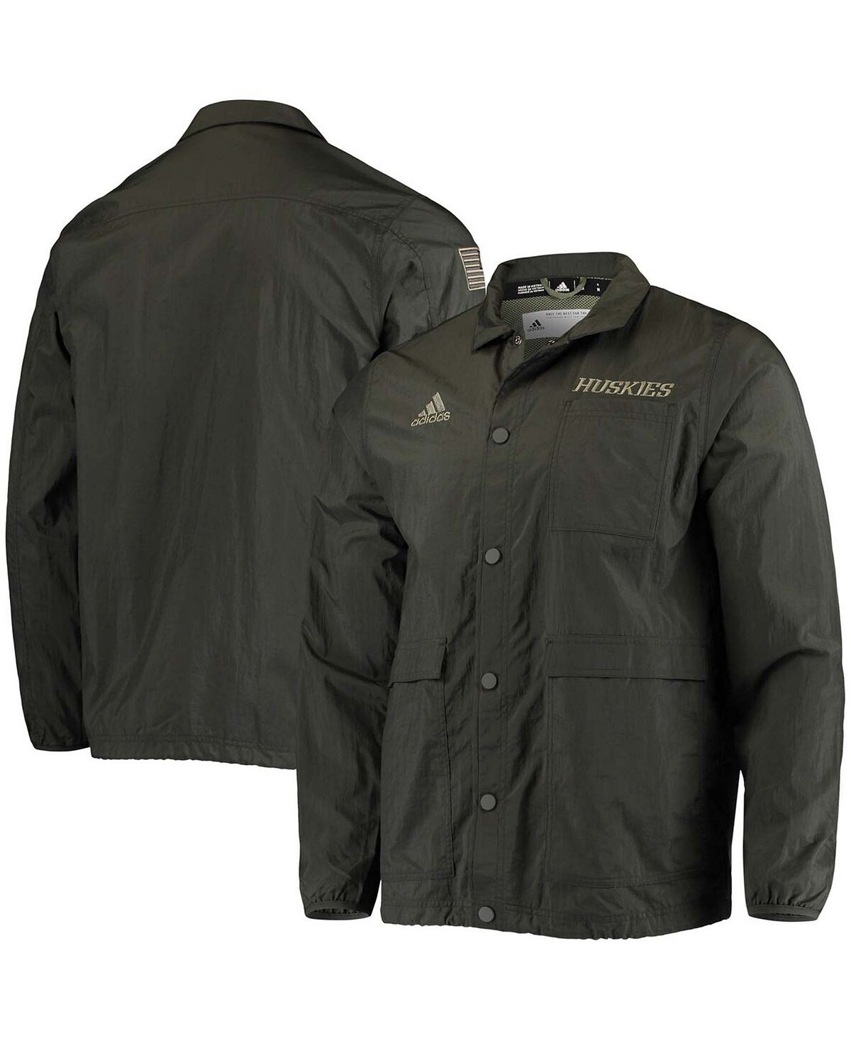 

Мужская оливковая куртка Washington Huskies Salute To Service с застежкой на пуговицы adidas