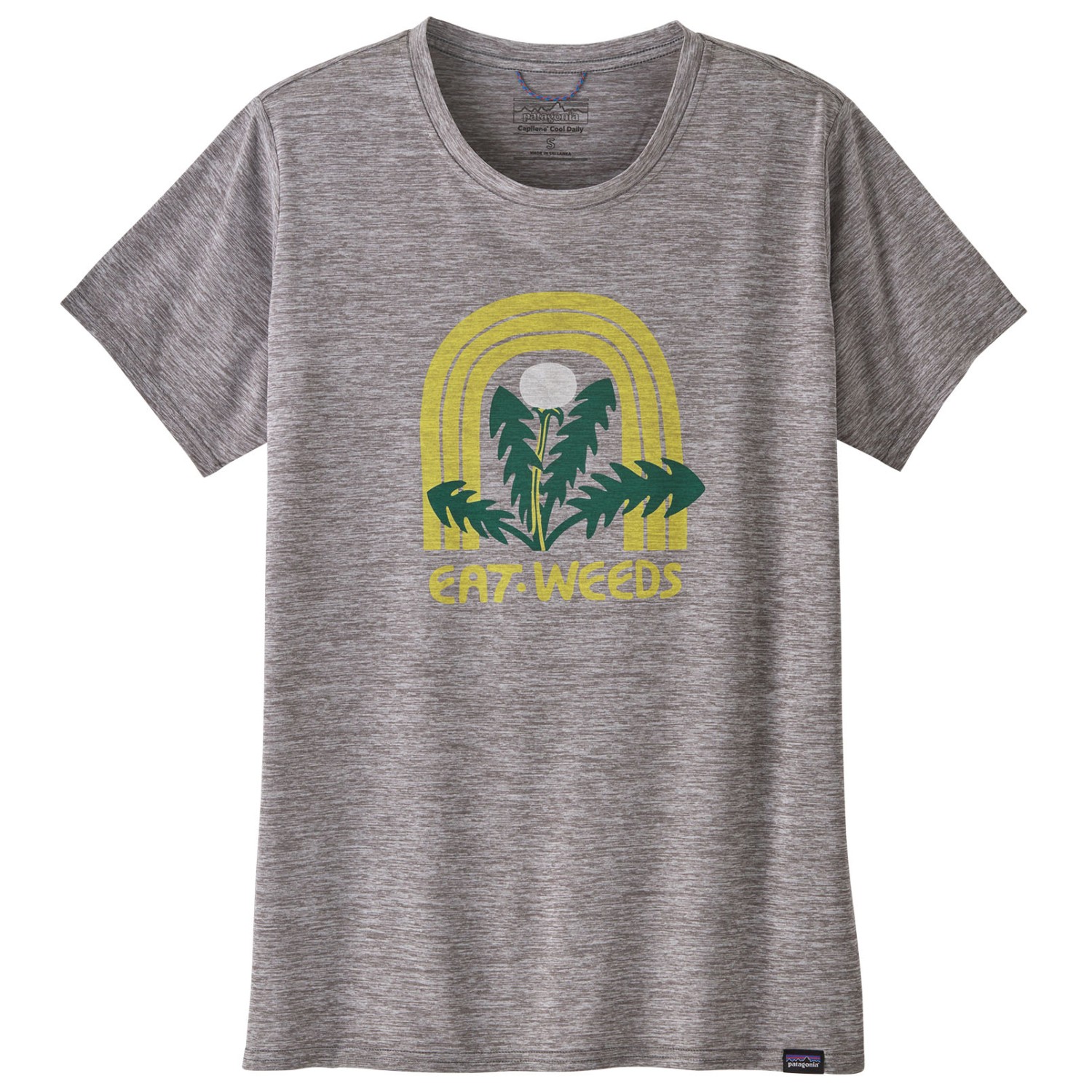 Функциональная рубашка Patagonia Women's Cap Cool Daily Graphic Shirt Lands, цвет Salad Greens/Feather Grey feather printing t shirts women clothes 2020 summer tshirts cotton women graphic tee shirt femme shirt ropa mujer verano