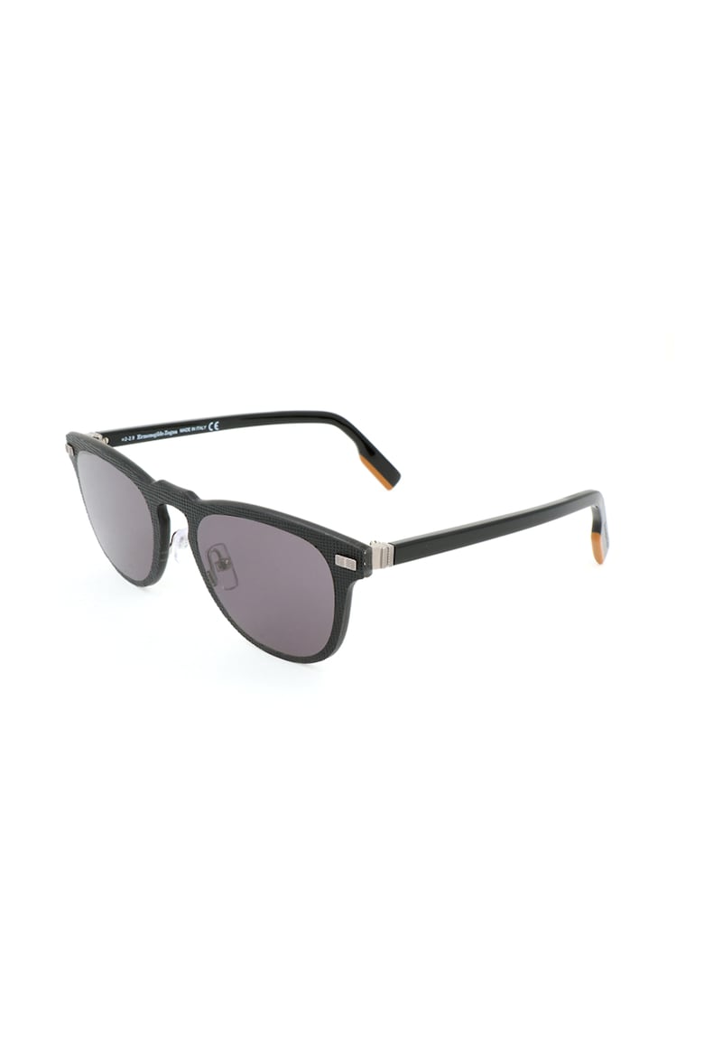 цена Овальные солнцезащитные очки в металлической оправе Ermenegildo Zegna, черный