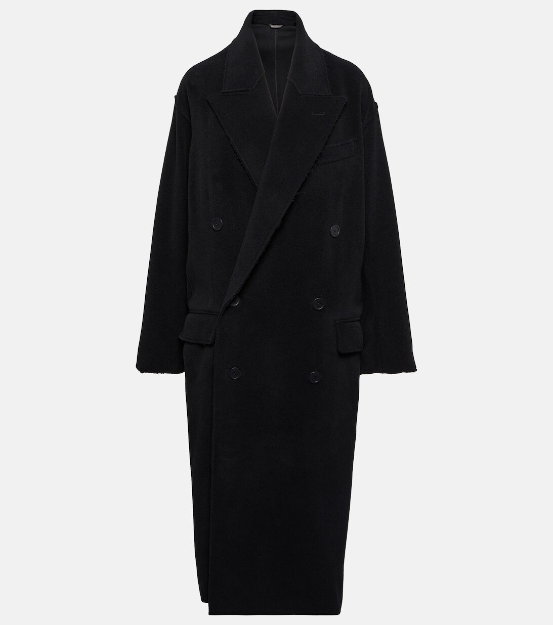 

Двубортное пальто из кашемира и шерсти BALENCIAGA, черный