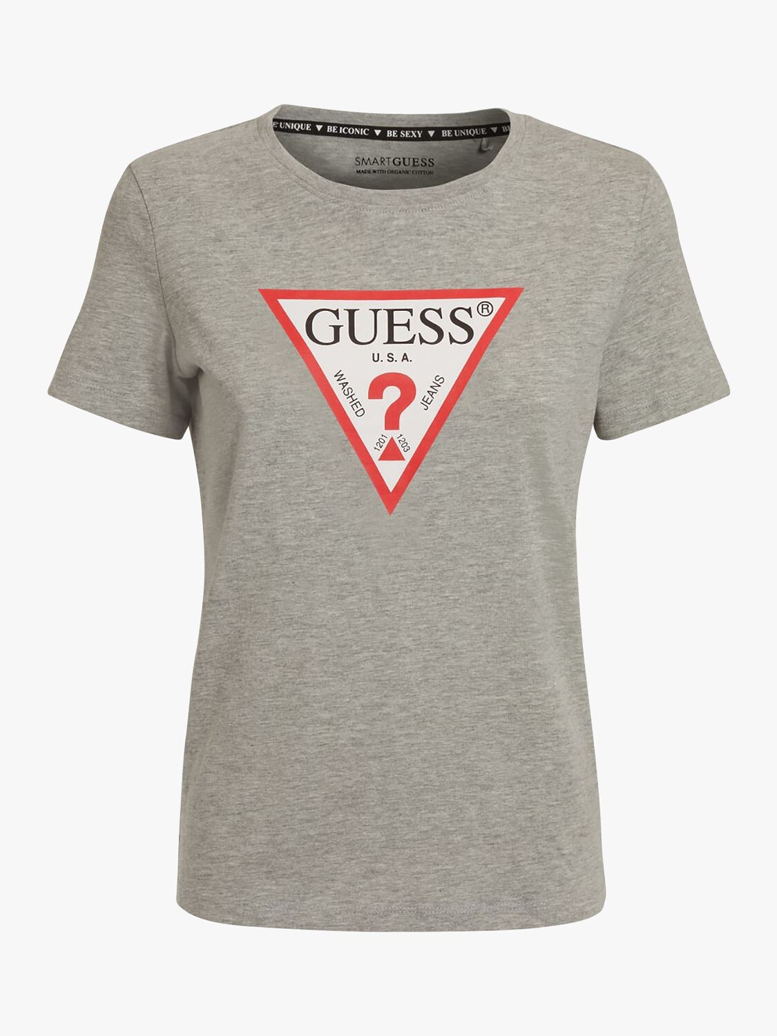 

Футболка с оригинальным логотипом GUESS, светло-меланжевый серый