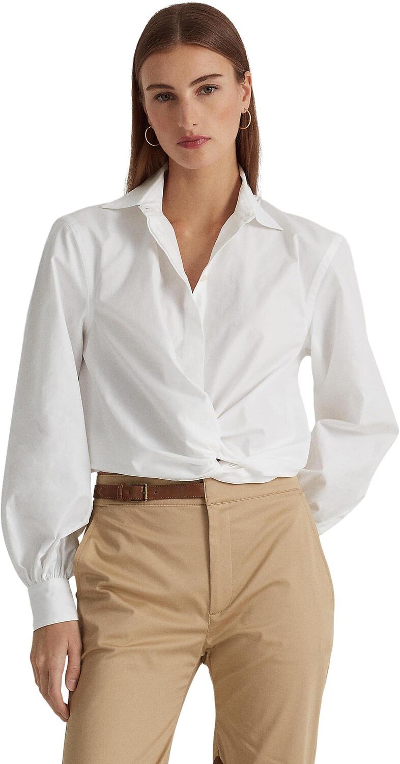 

Укороченная рубашка из сукна с закручивающейся передней частью LAUREN Ralph Lauren, белый