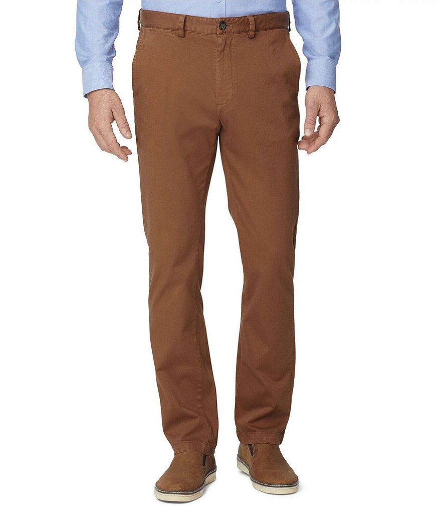 Джинсовые брюки чинос прямого кроя с плоской передней частью, выстиранные, прямого кроя Johnston & Murphy, коричневый