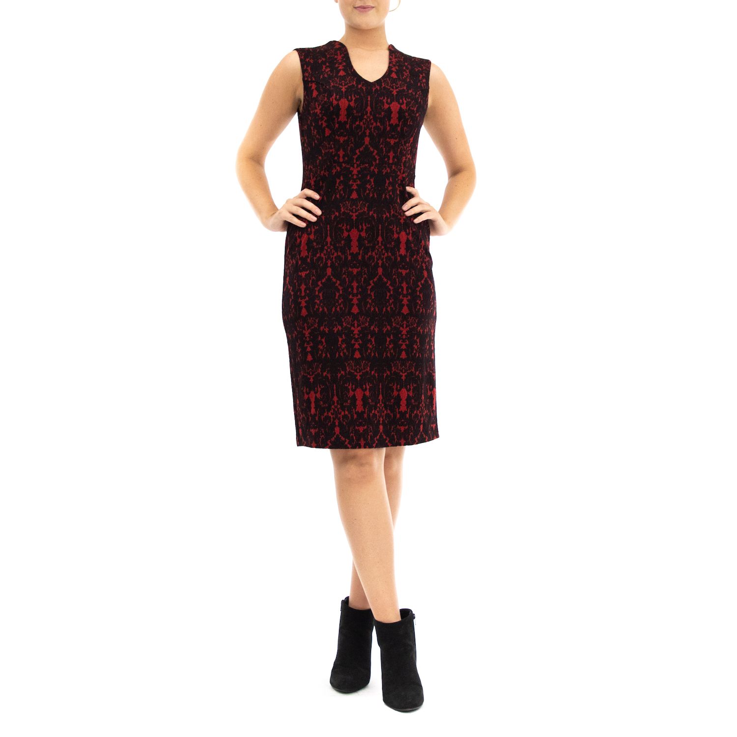 цена Женское платье миди из искусственной замши Nina Leonard с U-образным вырезом Nina Leonard