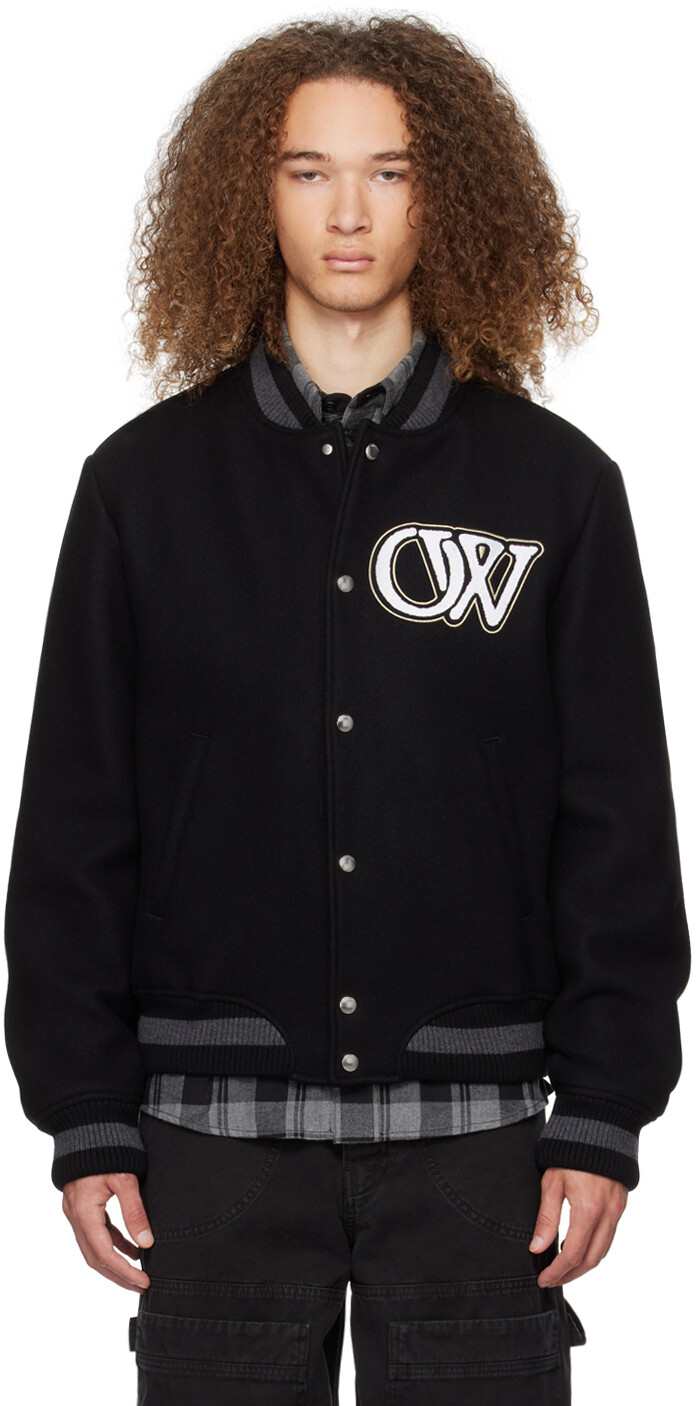 

Черный университетский бомбер Off-White